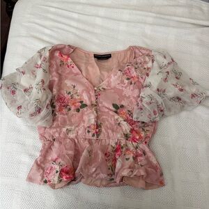 HEMANT & NANDITA Pink Ruffled Peplum Blouse